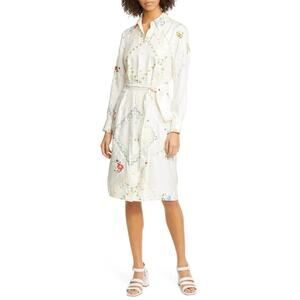 Tory Burch 10 2020 Silk Printed Ivory Tea Dress